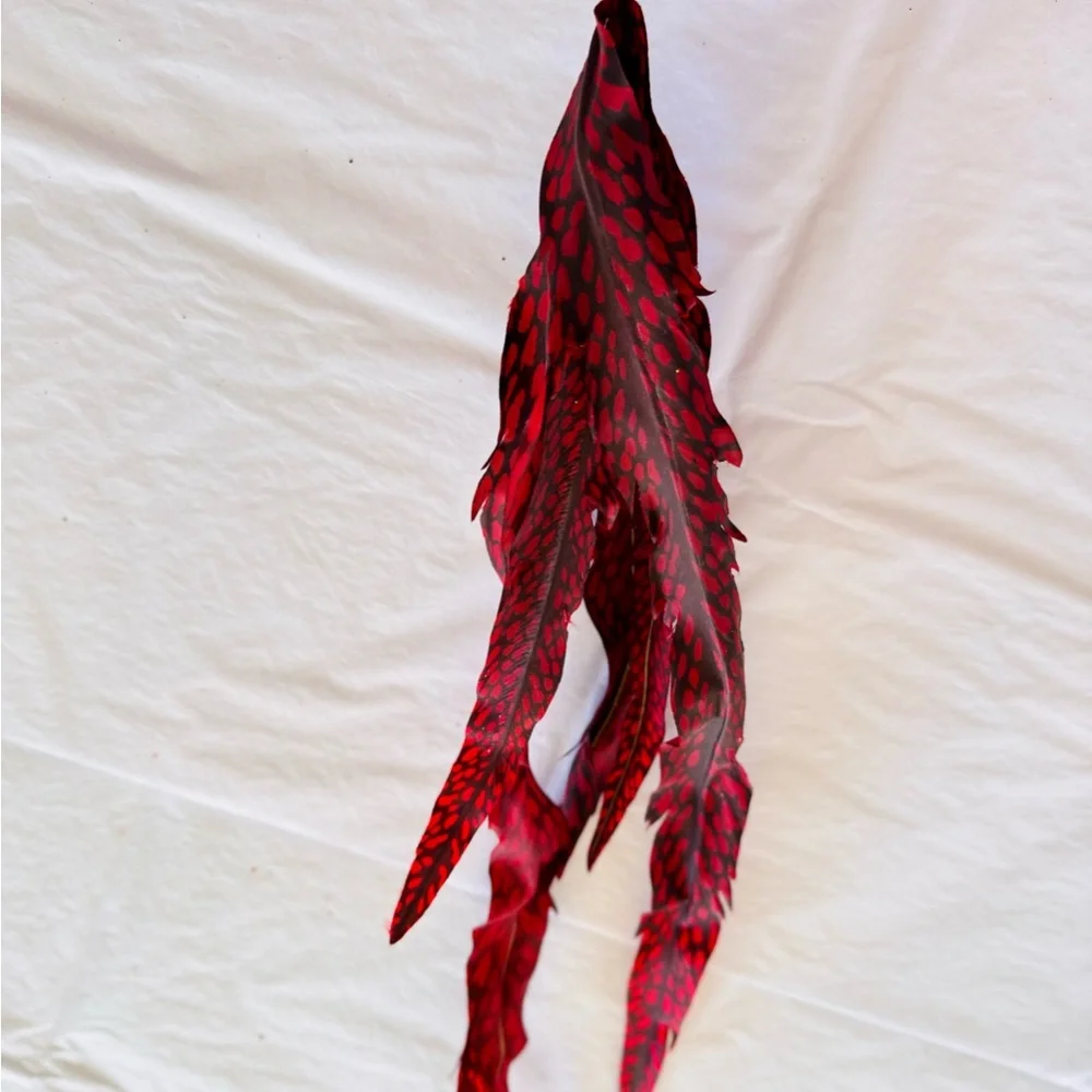 26” Faux Pheasant Feathers Red & Black Faux Floral Accent Feather Pick Stem